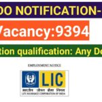LIC ADO Notification 2023/ Vacancy 9394/ Apprentice development officer Jobs/Apply online application