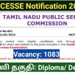 TNPSC CESSE Notification 2023 Out/Vacancy 1083/ Combined engineering subordinate services examination / Apply online application
